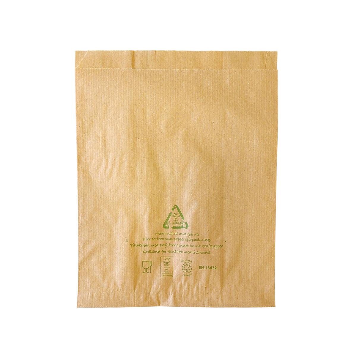 Papperspåse för frukt, mått 200x110x250mm, miljövänlig och återvinningsbar