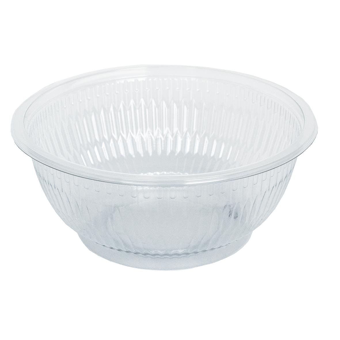 Rund transparent salladsskål i plast med 500 ml volym