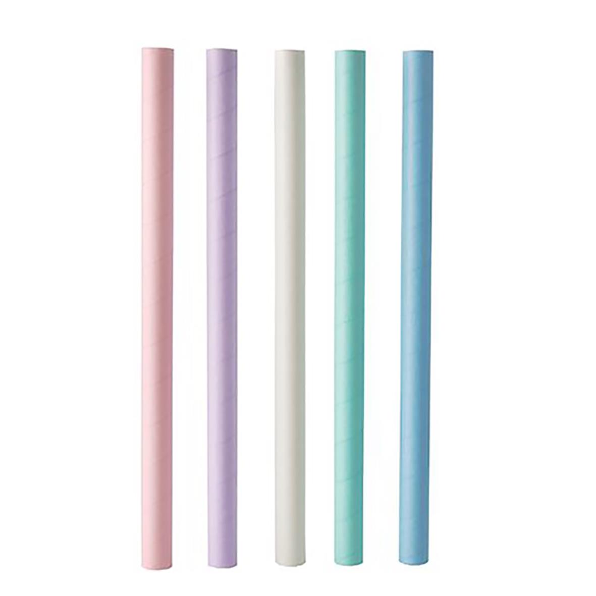Färgglada papper sugrör i olika pastellfärger, Ø12x200mm