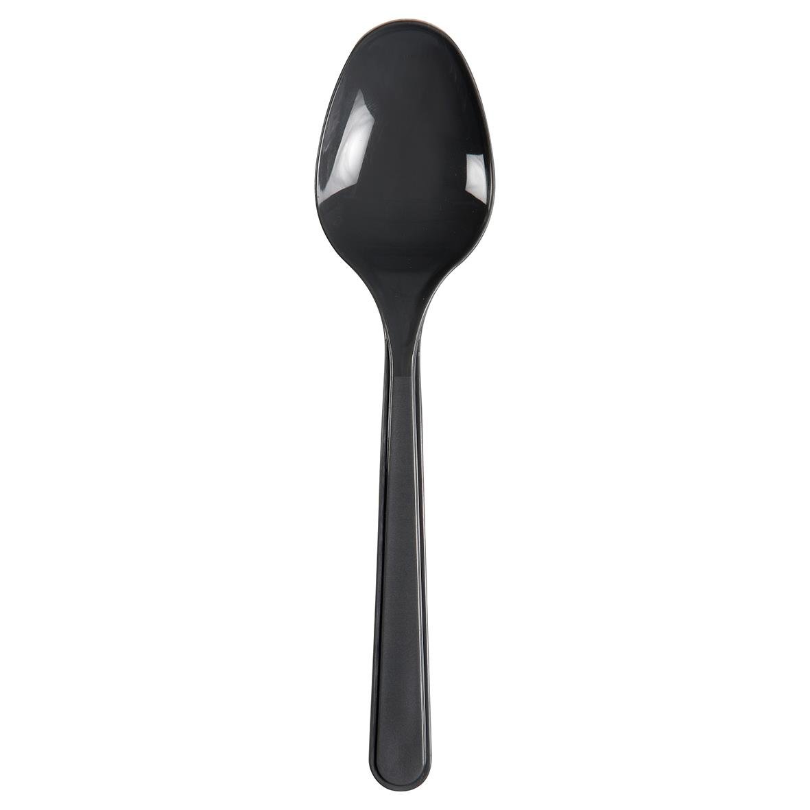 Svart sked av plast med längd 178 mm