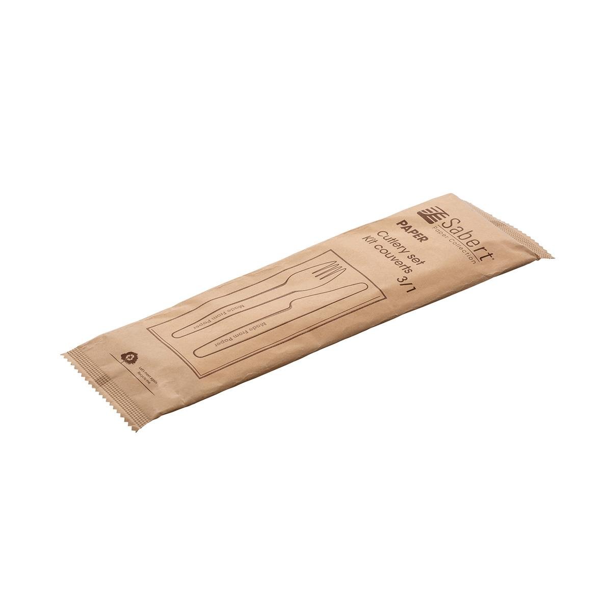 Bestickpåse för kniv, gaffel och servett, 170mm, i brunt papper
