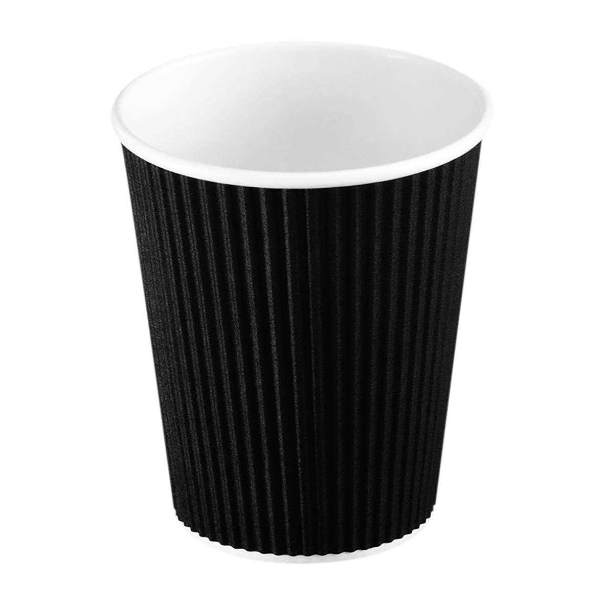 Svart pappersmugg RW 36cl med ribbad yta