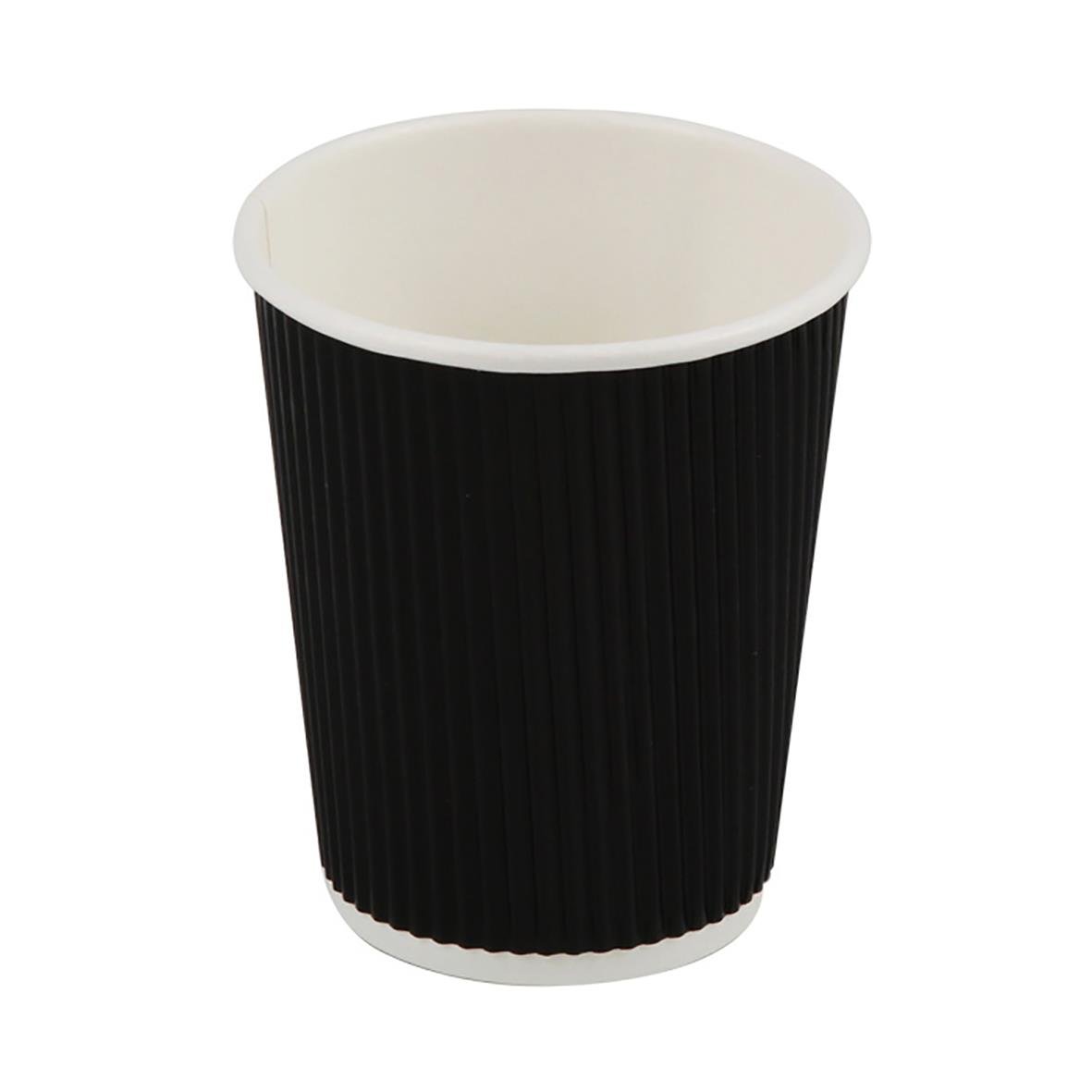 Svart pappersmugg RW 24cl med ribbad utsida