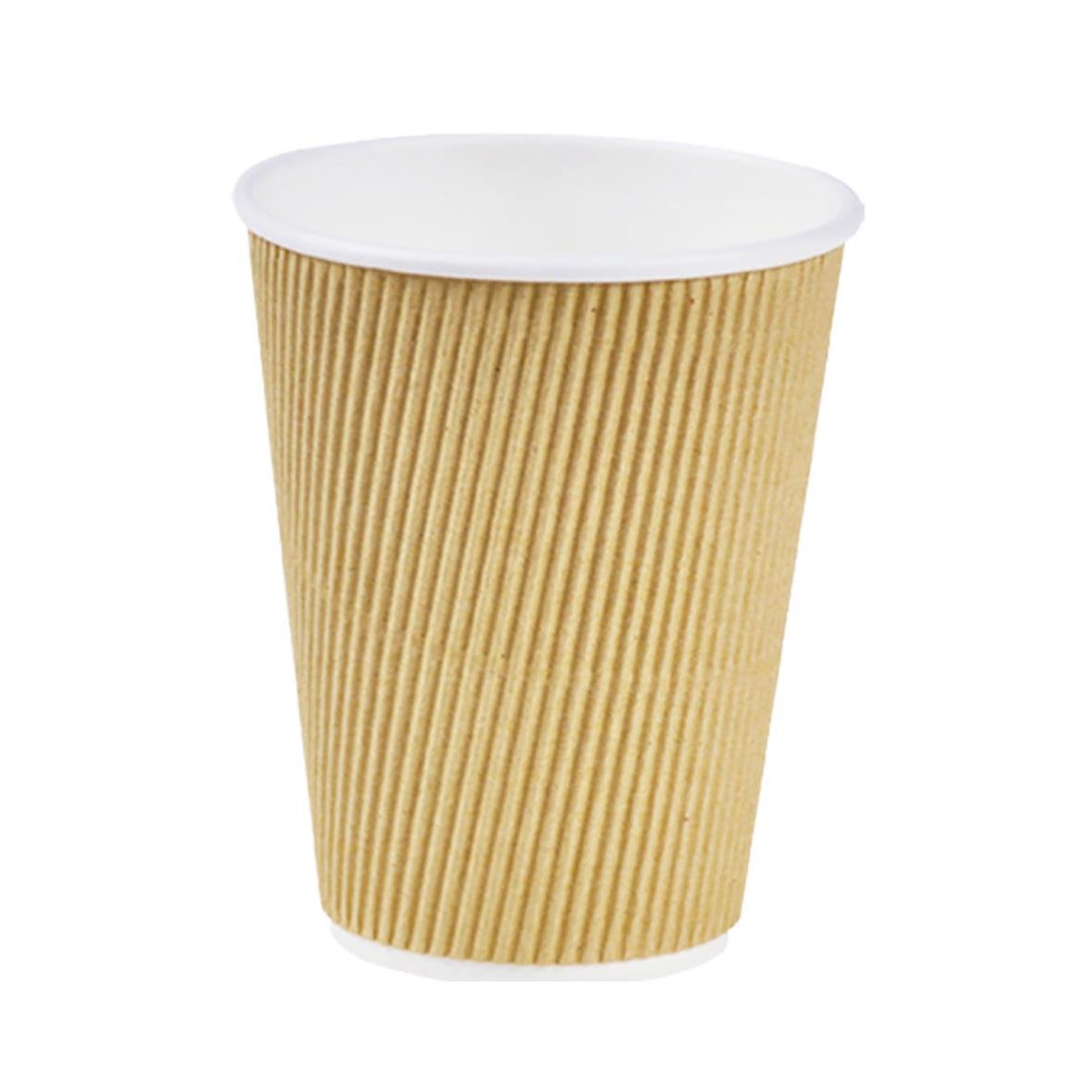Pappersmugg AllOffice RW Brun 36cl med ribbad yta och vit insida