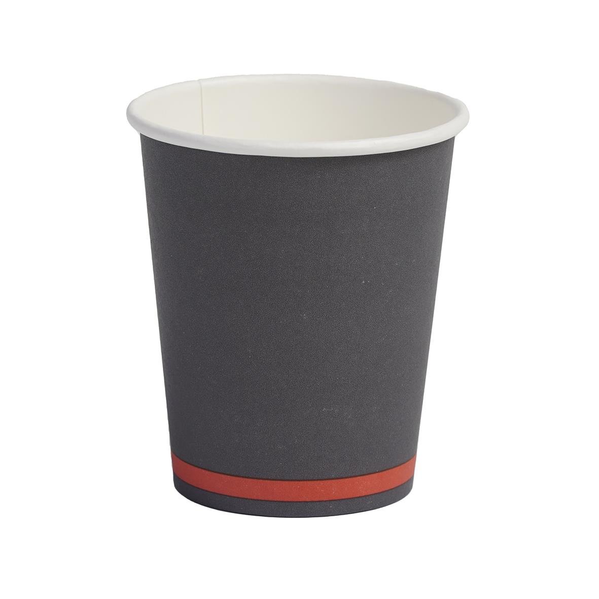 Grå pappersmugg AllOffice SW 24cl med röd rand vid botten