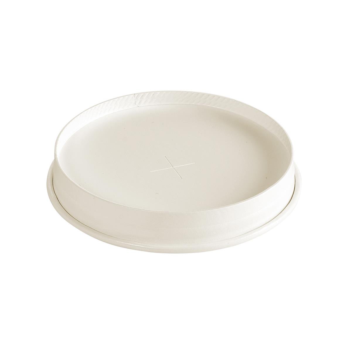 Vit pappersmugg lock till Duni Biopak X-hål för 35/47/59cl, rund och enkel att låsa