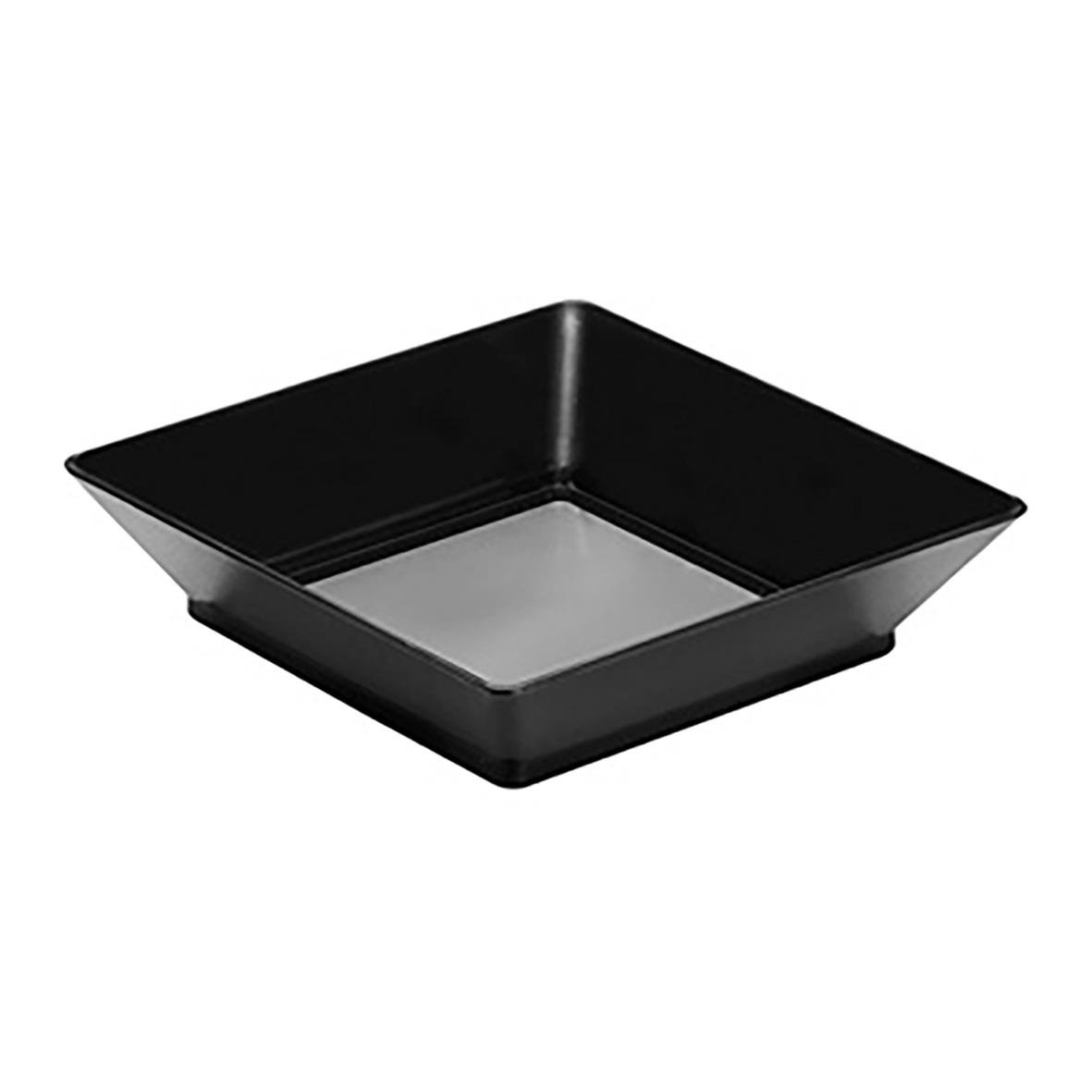Svart plasttallrik 6x6cm i fyrkantig form