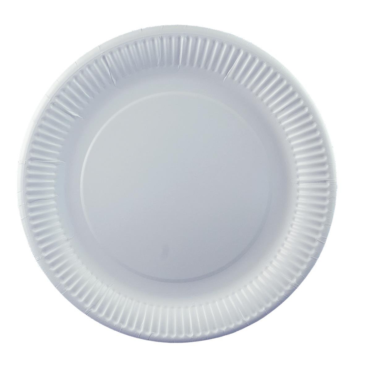 Vit papperstallrik från AllOffice, 23 cm, platt och belagd