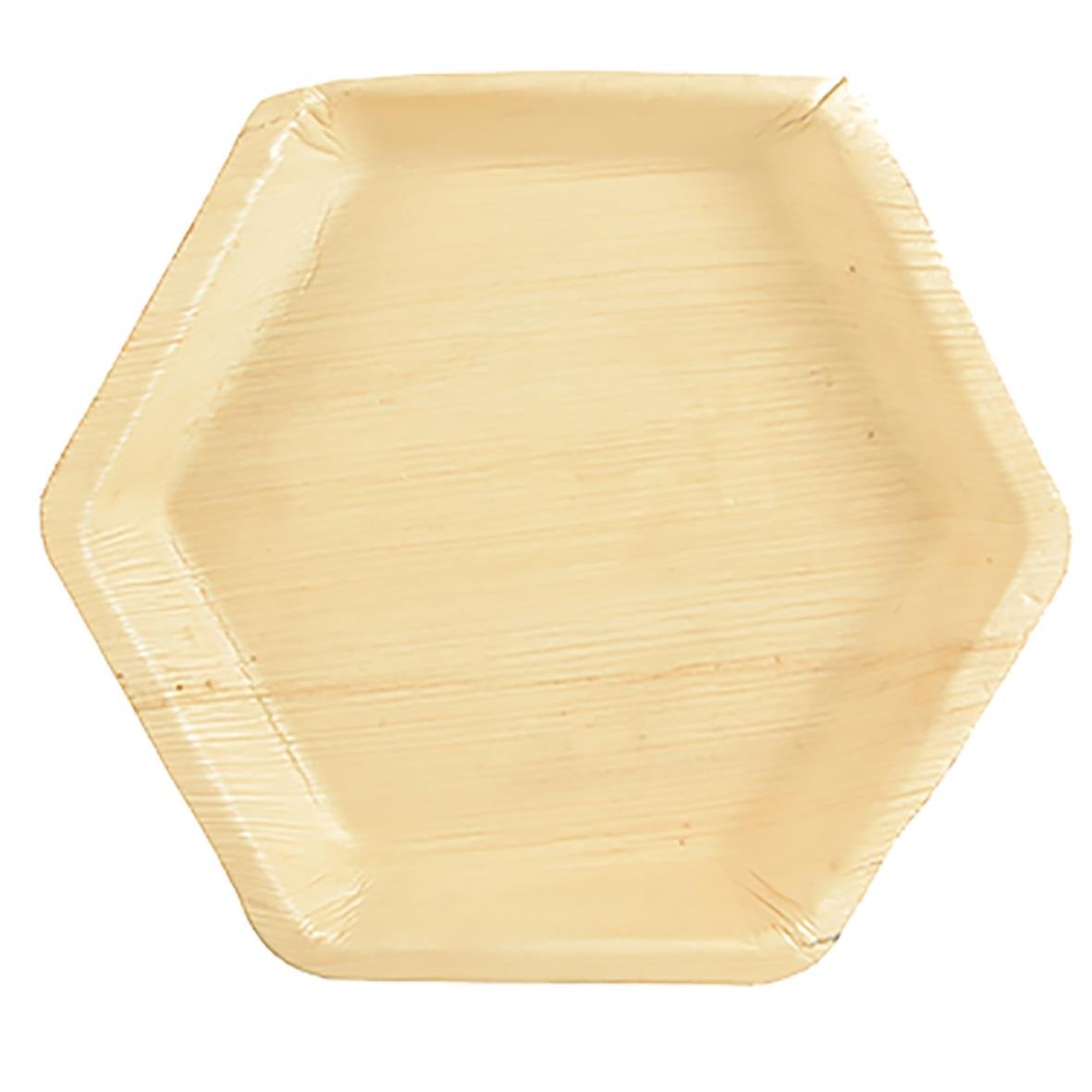 Tallrik Palmblad Eco sexkant 23,5x23,5x3cm i beige färg