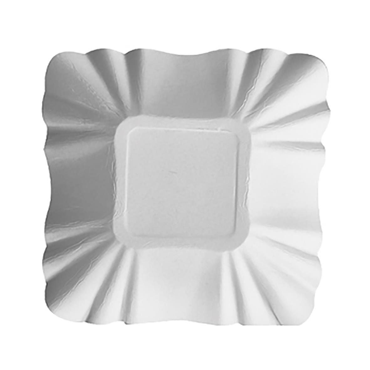 Vit pappskål med rynkade kanter, 9x9x3 cm