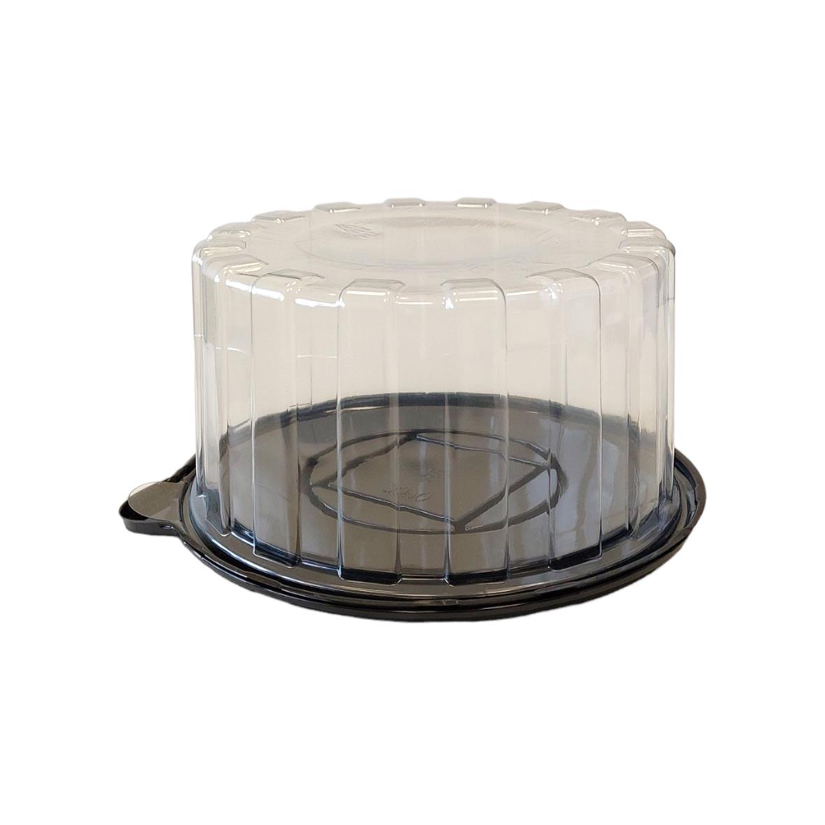 Svart tårtform botten med diameter 27 cm och transparent lock