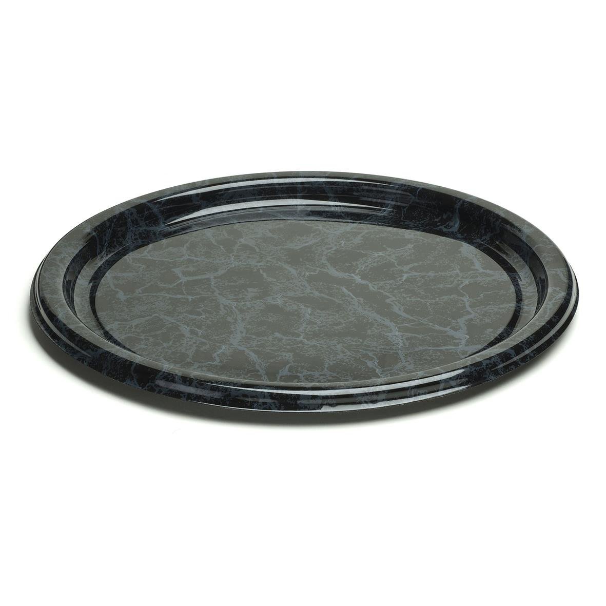 Runt uppläggningsfat i marmorerad design med svart kant, diameter 460mm