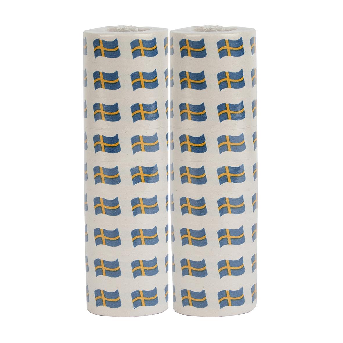 Serpentin med svenska flaggan i blått och gult