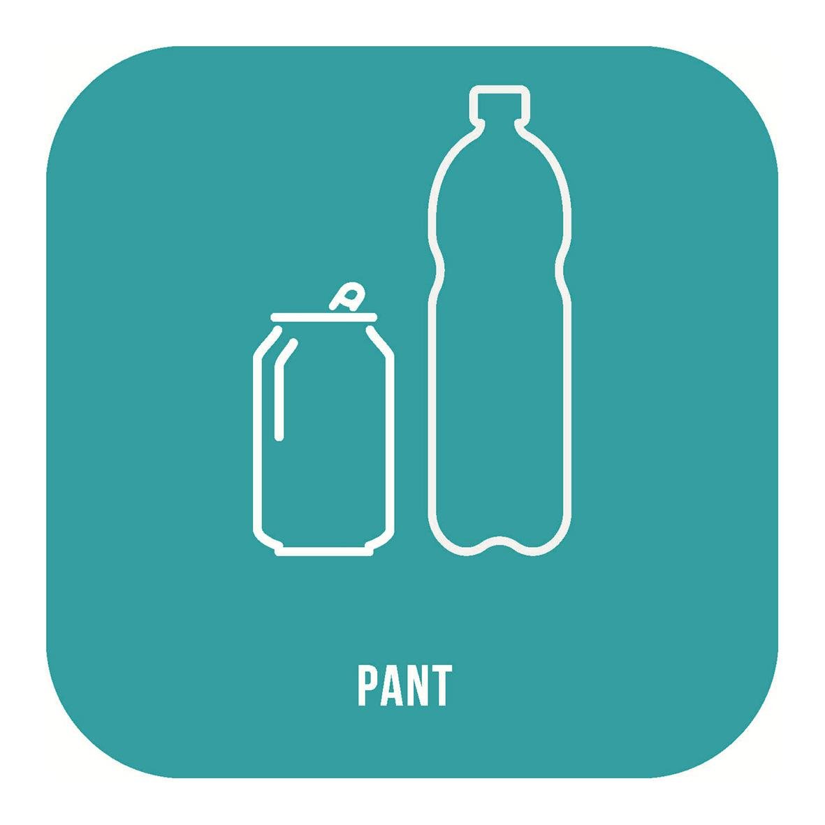 Dekal för pant på burk och flaska, storlek 210x210mm, grön bakgrund