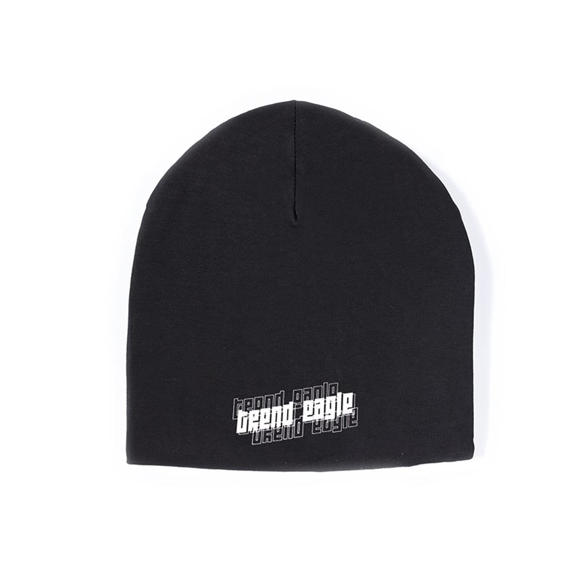 Svart mössa med Eagle-tryck i vitt och svart, trendig design