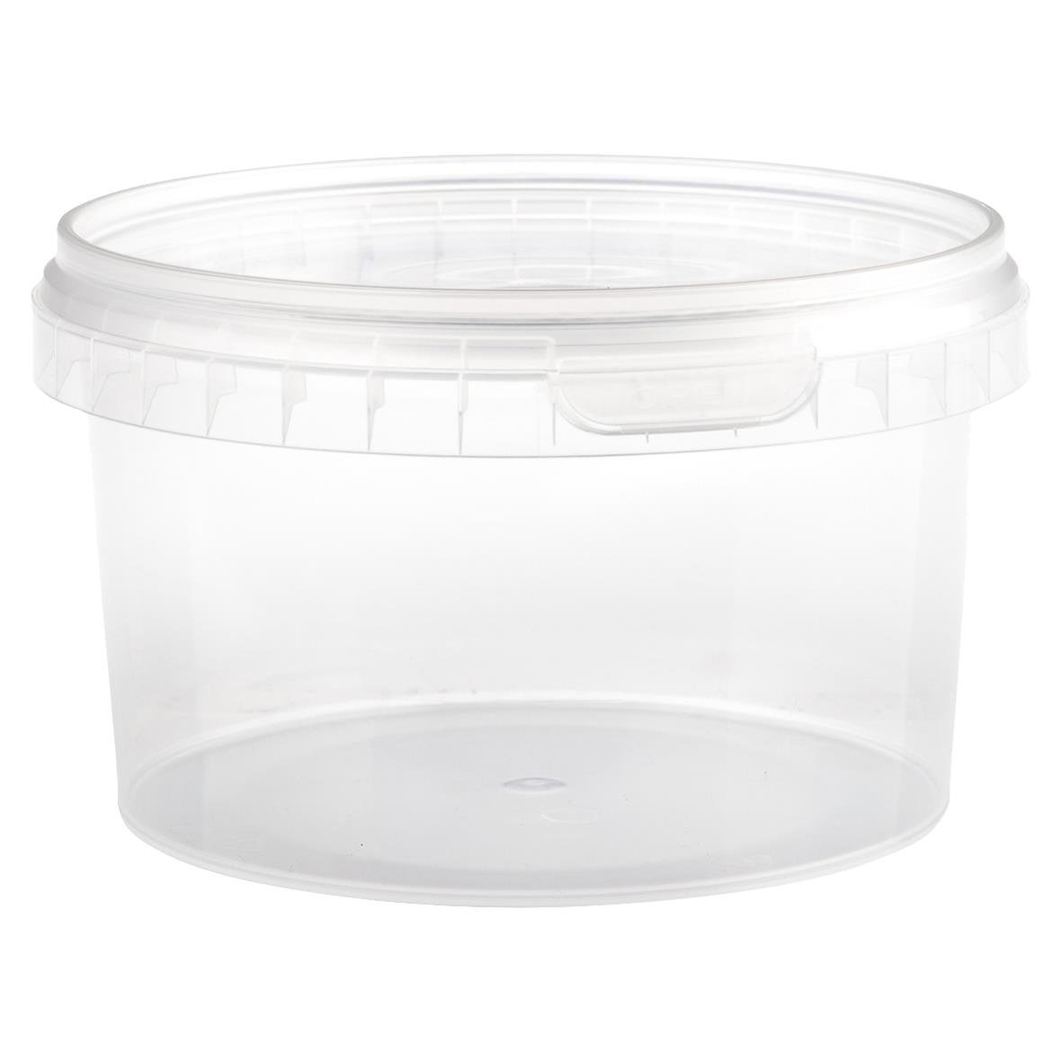Rund plastbägare med tätt lock, klar, 500ml, diameter 118mm