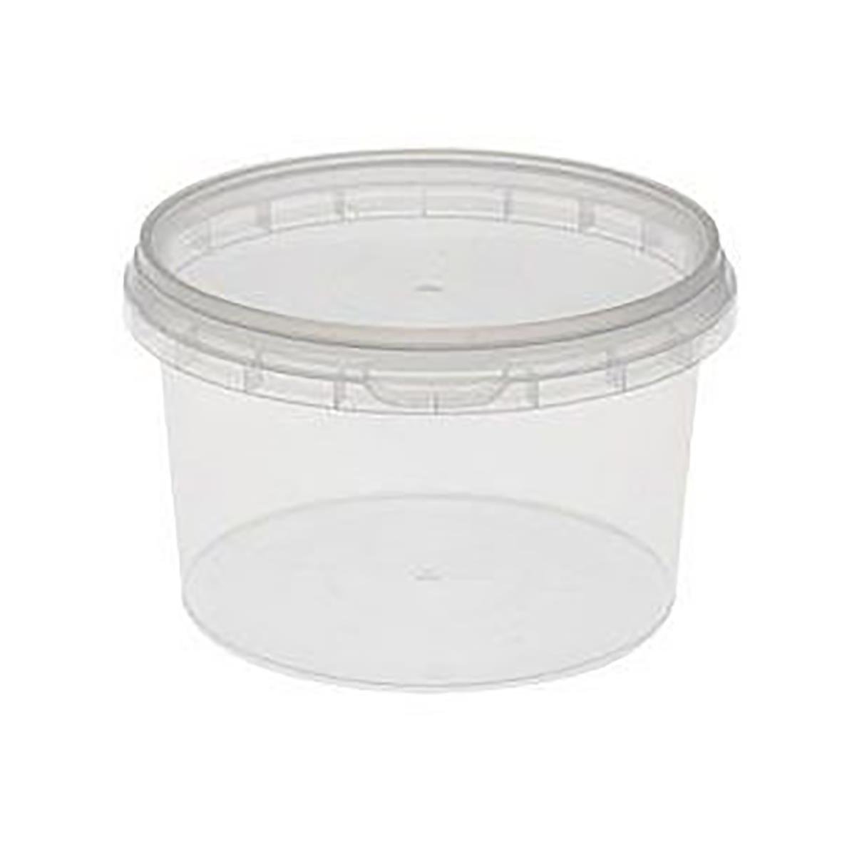 Rund plastbägare med tätt lock, klar, Ø95mm, 240ml