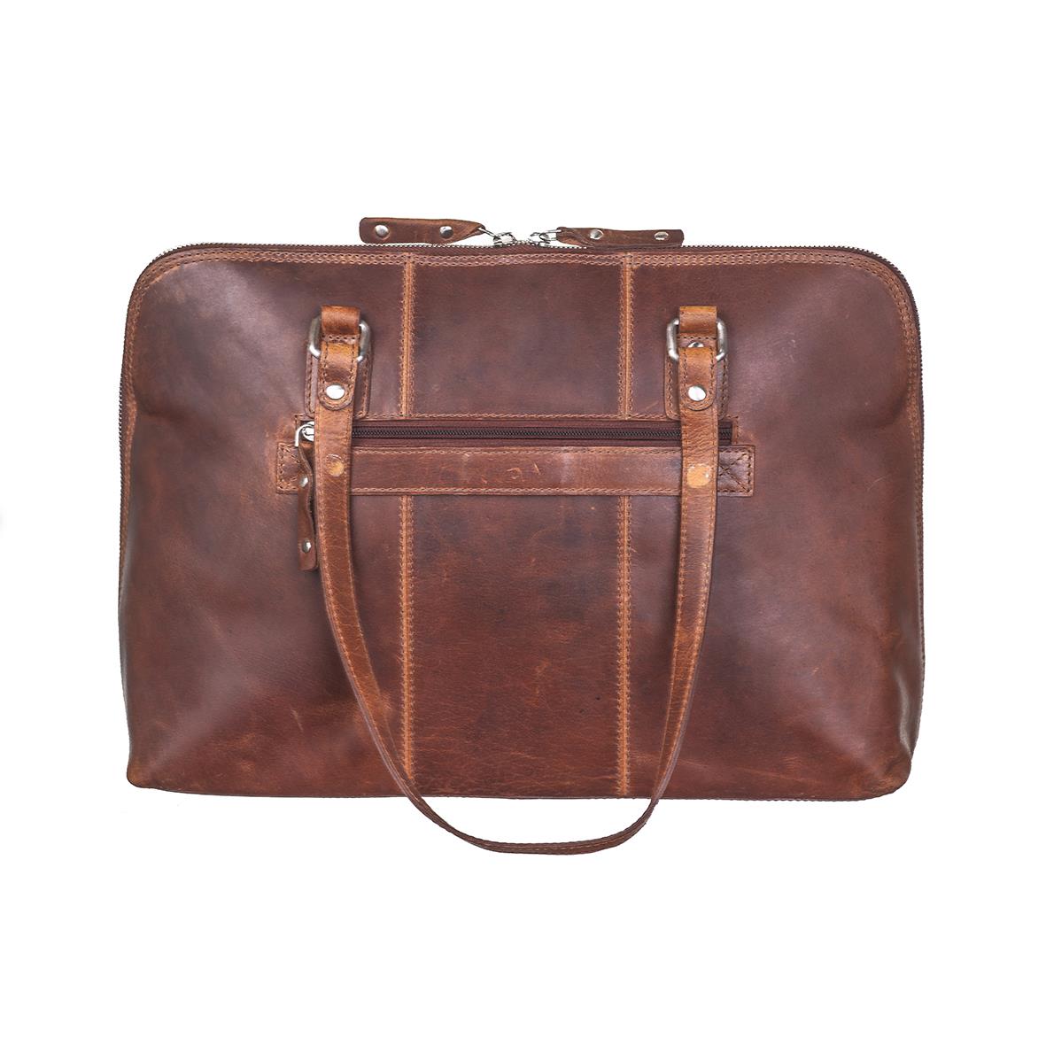 Dam i skinn Florens cognac för 15 tum datorväska