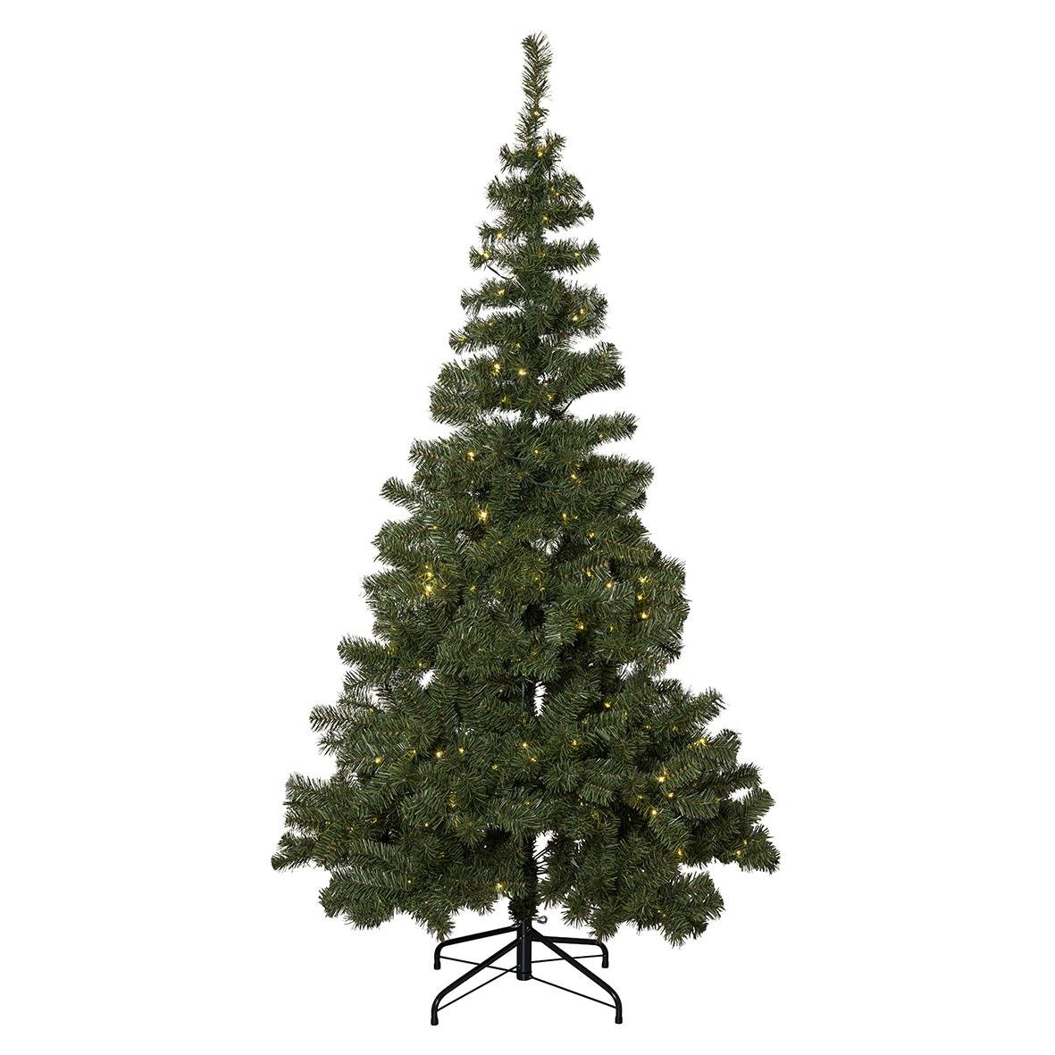 Julgran i konstgjort material med 350 LED-lampor, 180 cm hög, på svart ställning