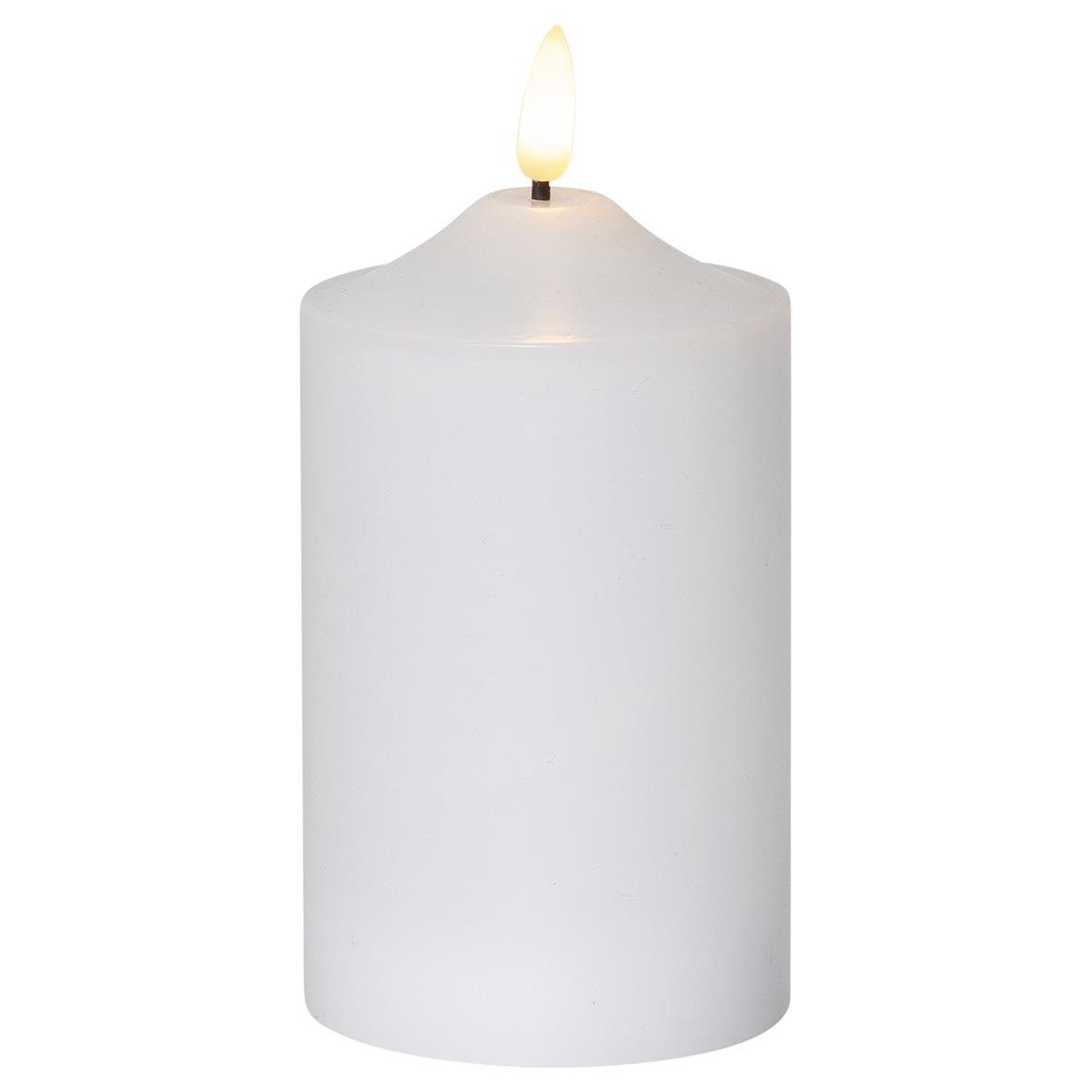 Vit LED blockljus med flammaeffekt, 75x150mm