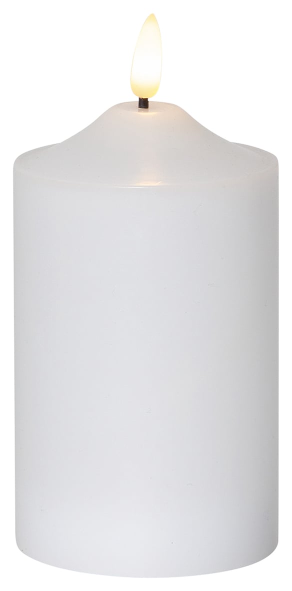 Vit LED blockljus med flammaeffekt, 75x150mm