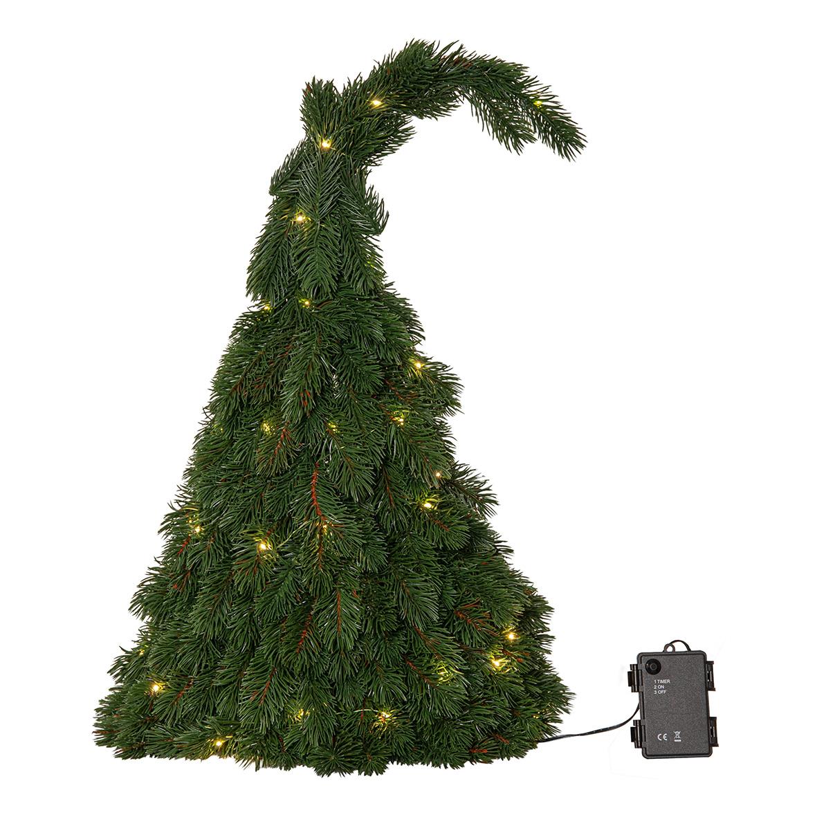 Grön juldekoration i form av en trädliknande stjärnprydd LED-lysdekoration med 50 ljus och längd på 54 cm