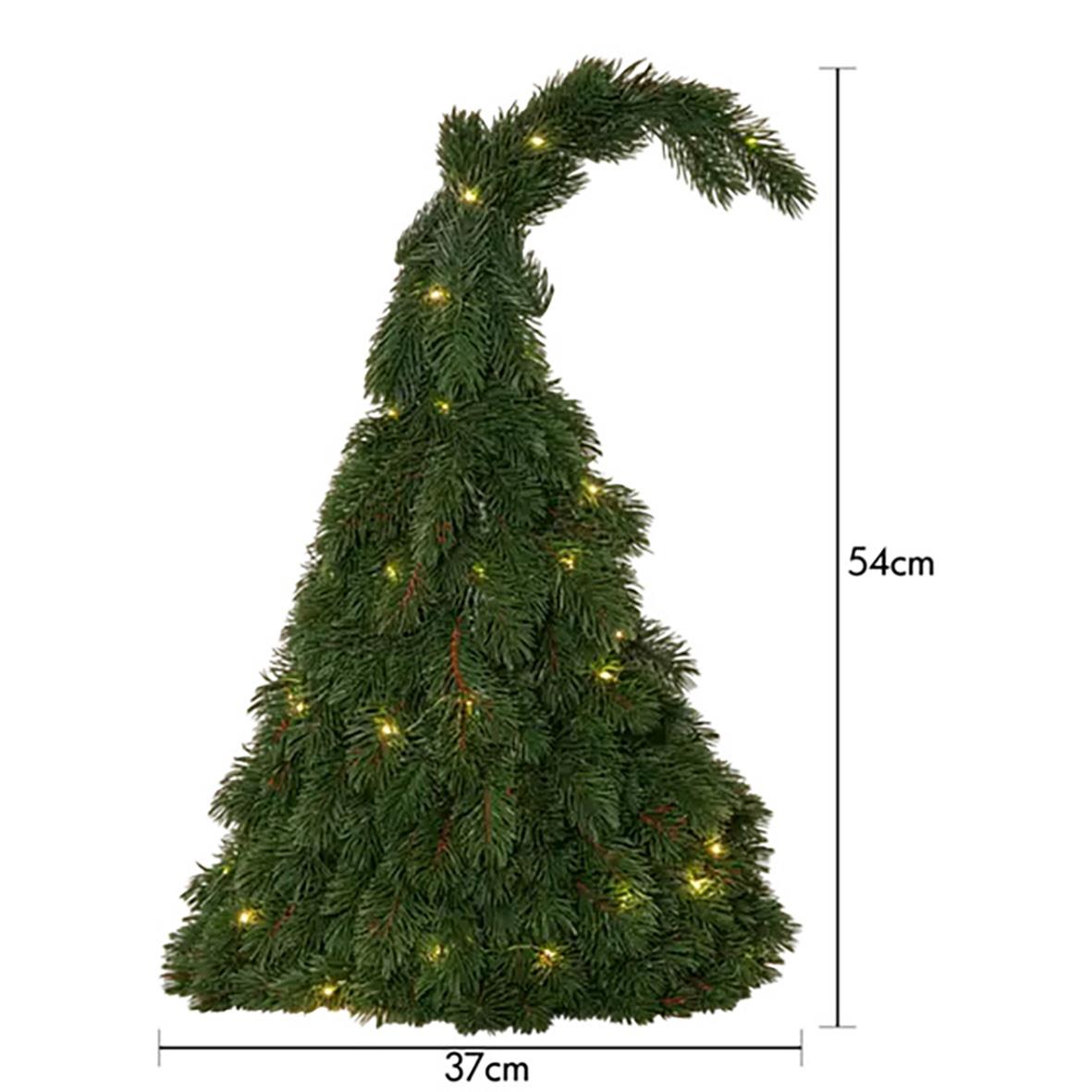 Grön juldekoration i form av en träd med 50 LED-lampor, höjd 54 cm och bredd 37 cm