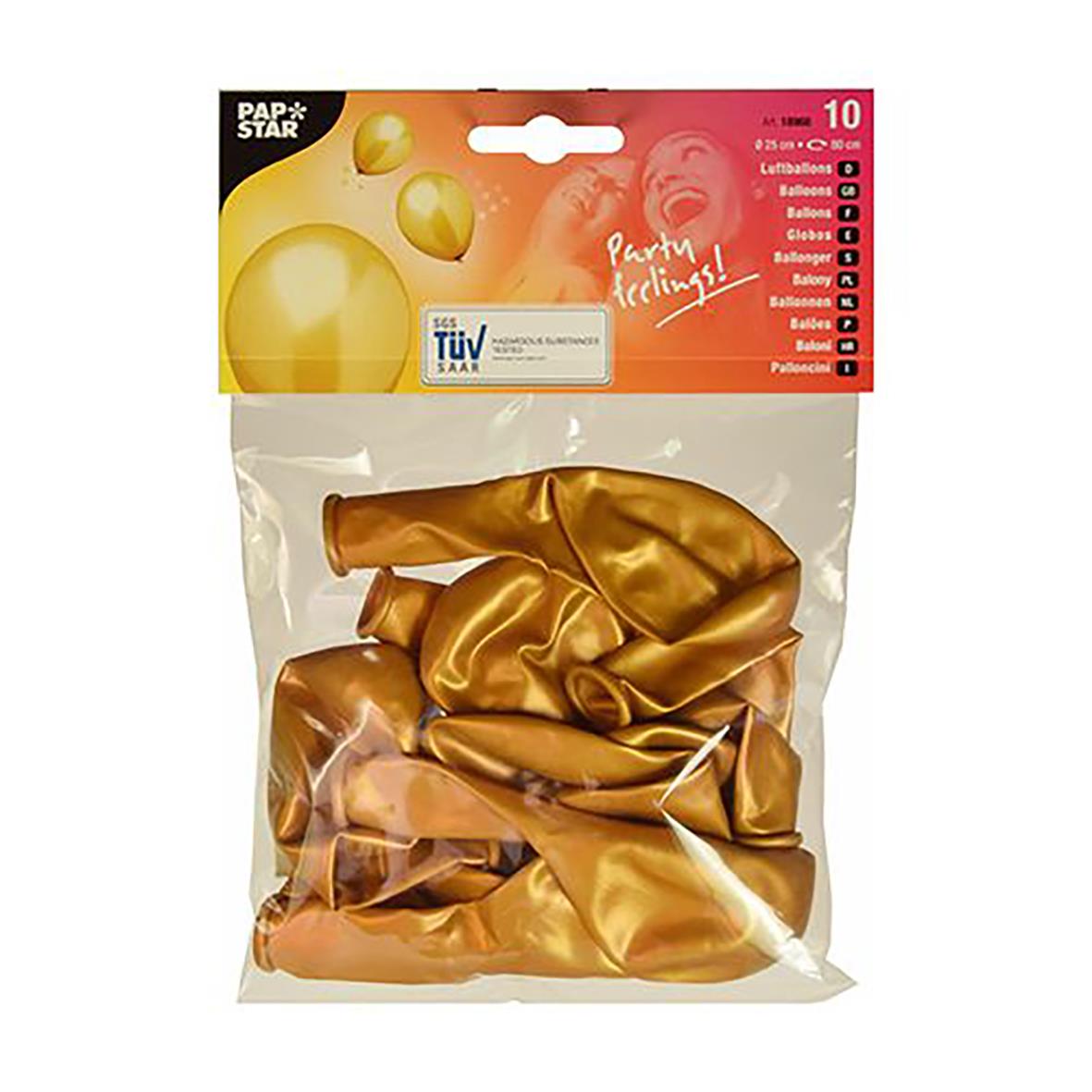 Guldballonger på 25 cm i förpackning med 10 stycken för festdekoration
