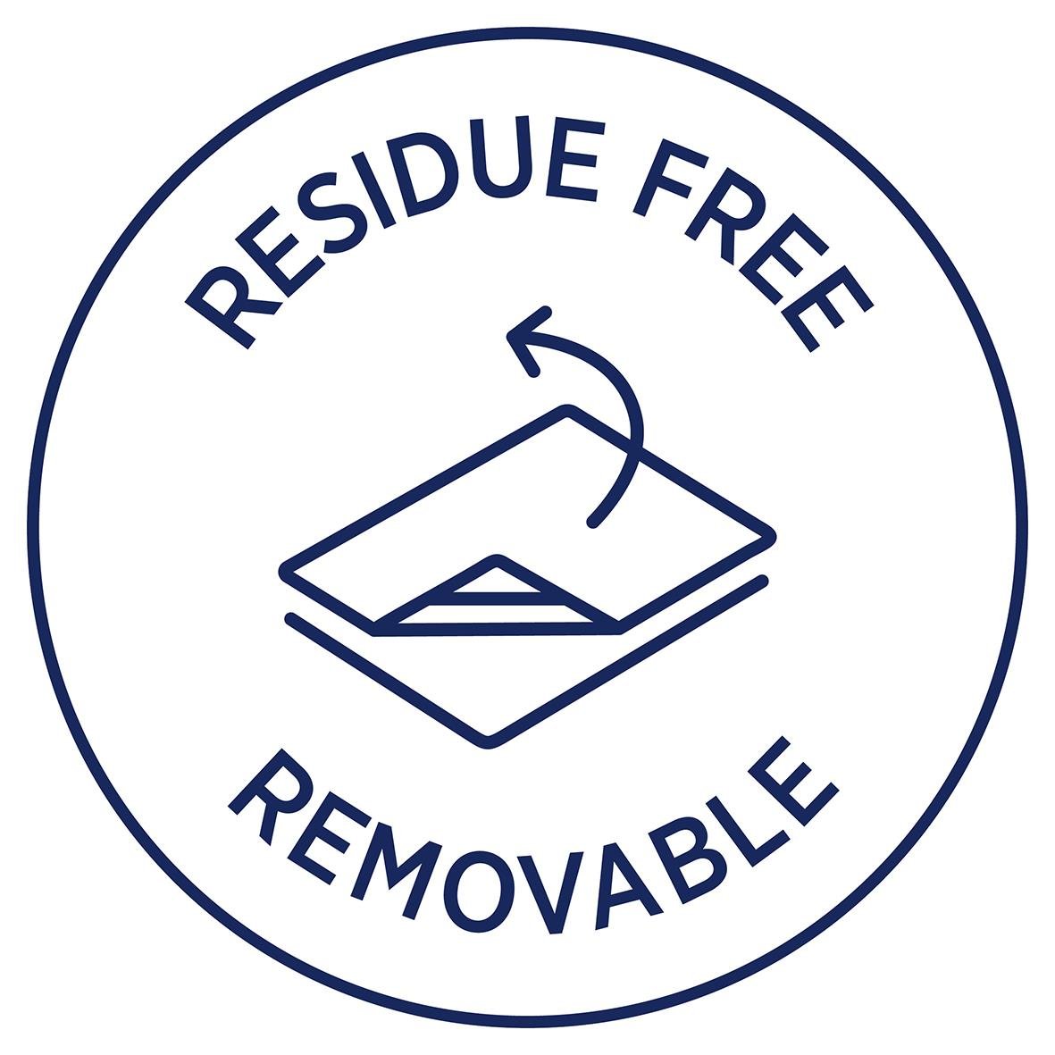 Namnskylt av PVC-material med texten Residu Fritt och Removable, oval form 85x50mm