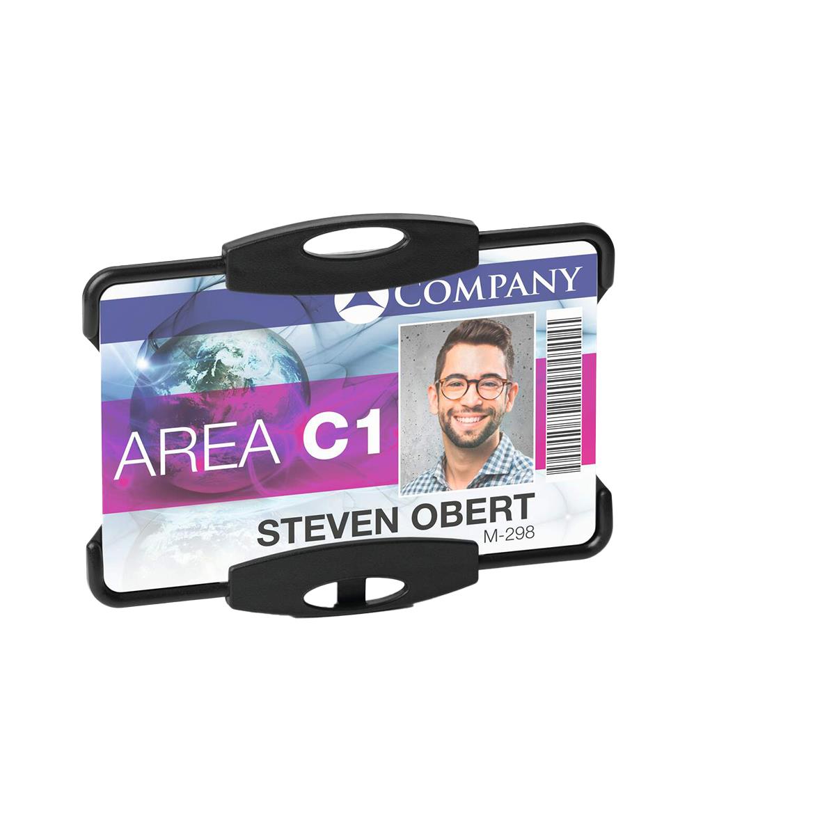 Svart korthållare för ett kort med öppning för enkel åtkomst