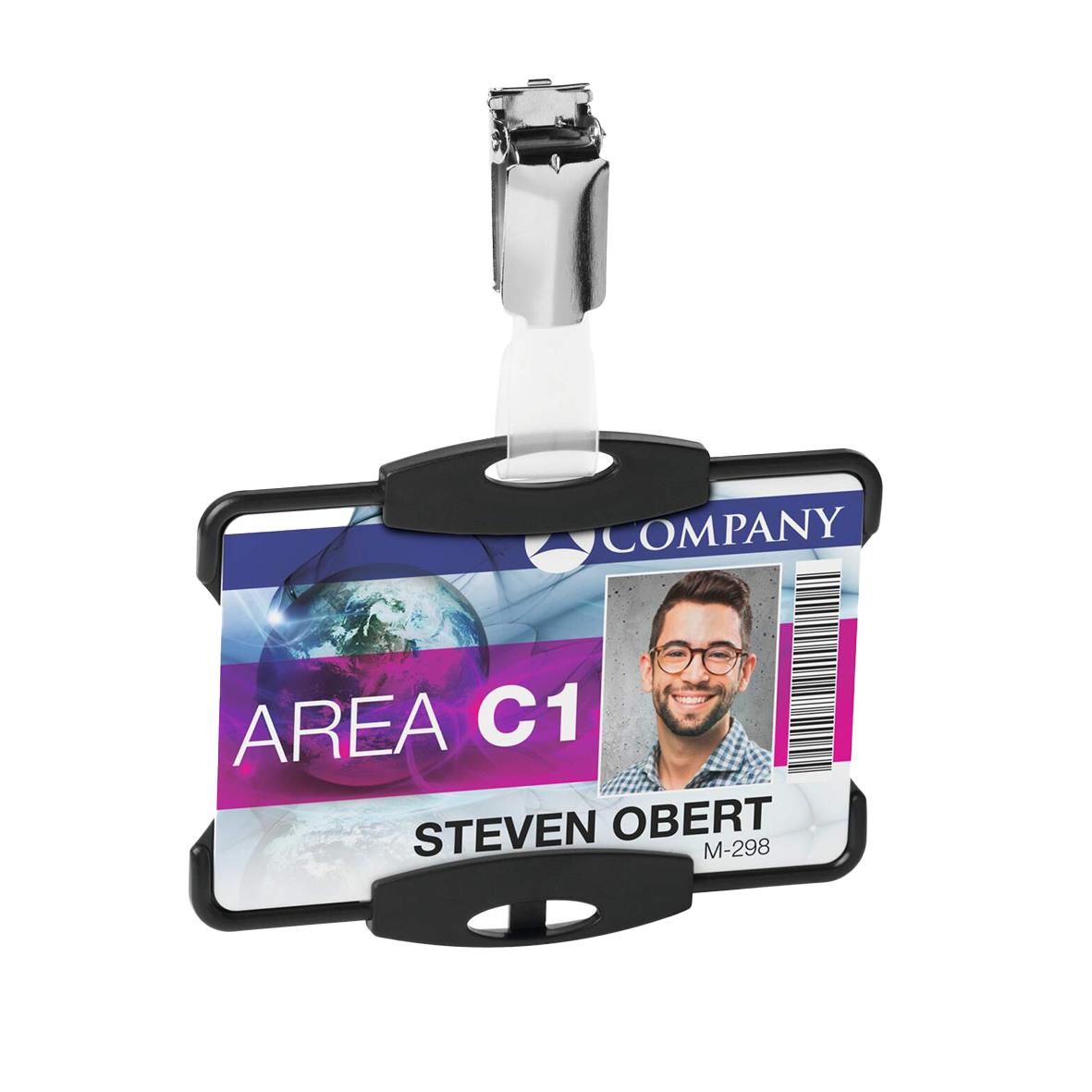 Svart korthållare Durable ECO för ett kort med clip och ID-fönster