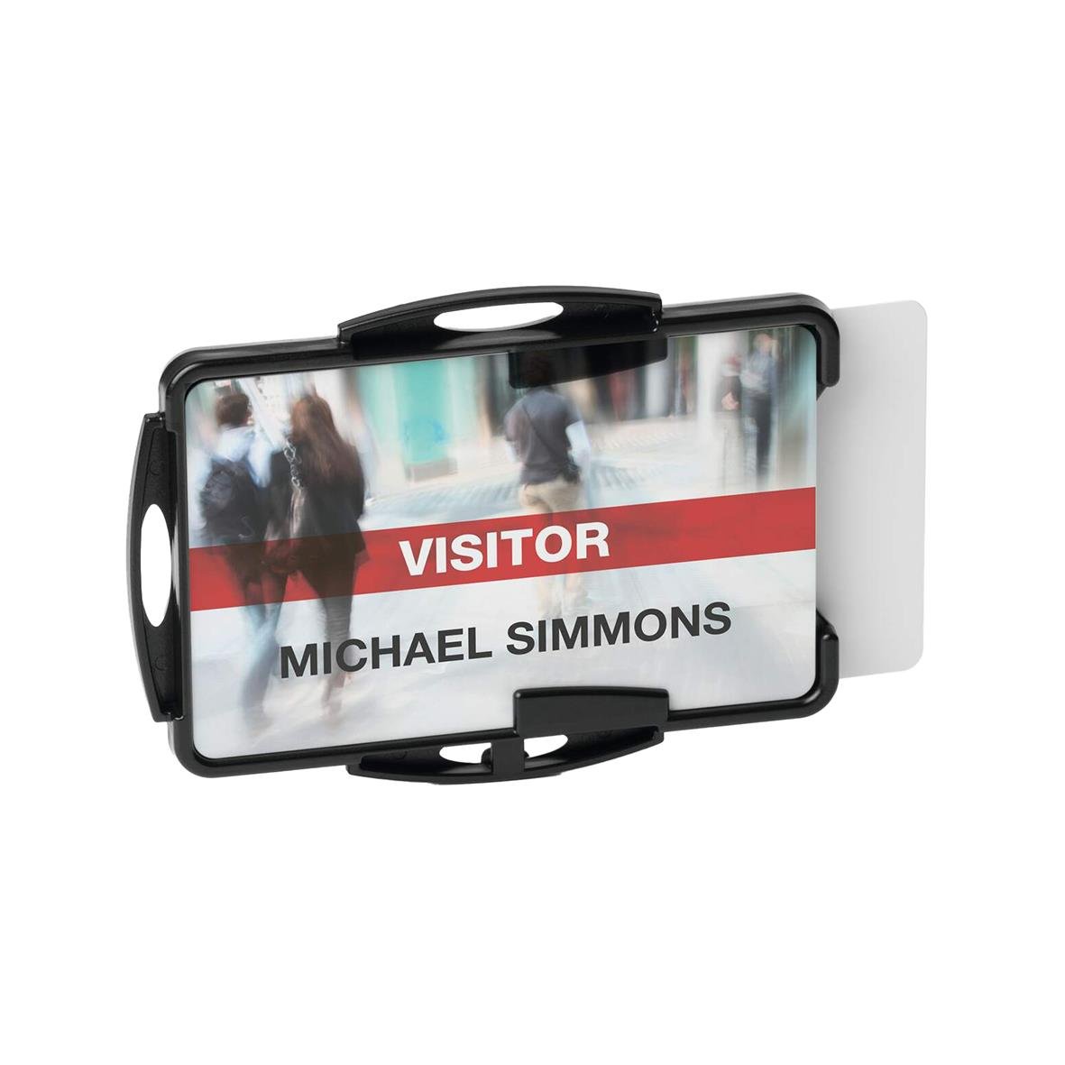 Svart korthållare för 2 kort med clip för att fästa på mobil eller annat