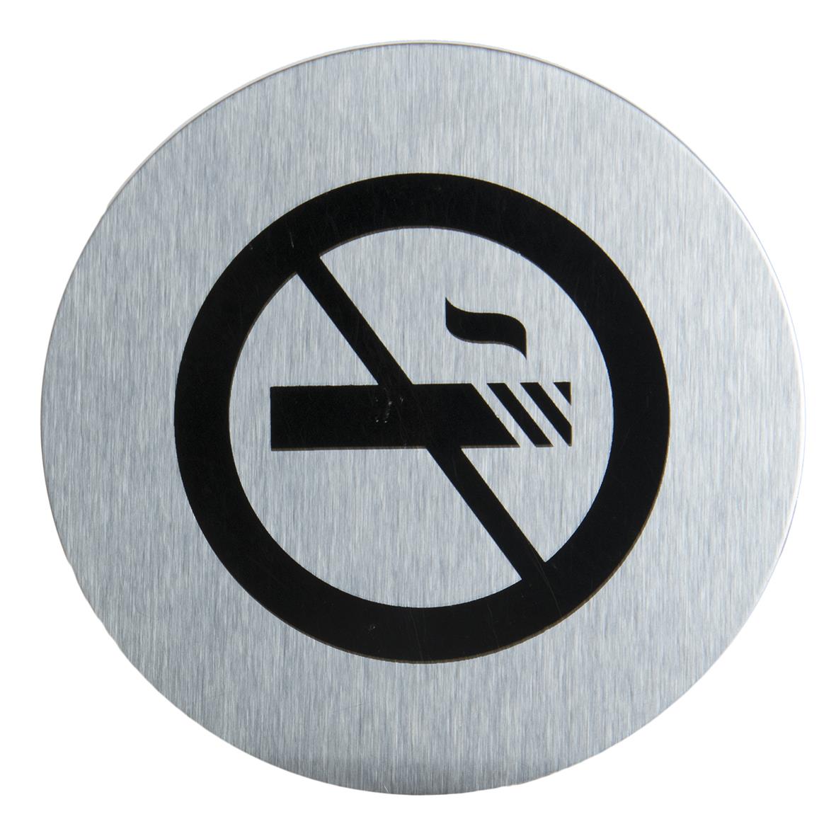 Dörrskylt med rökfri symbol i rostfritt stål 10x10cm