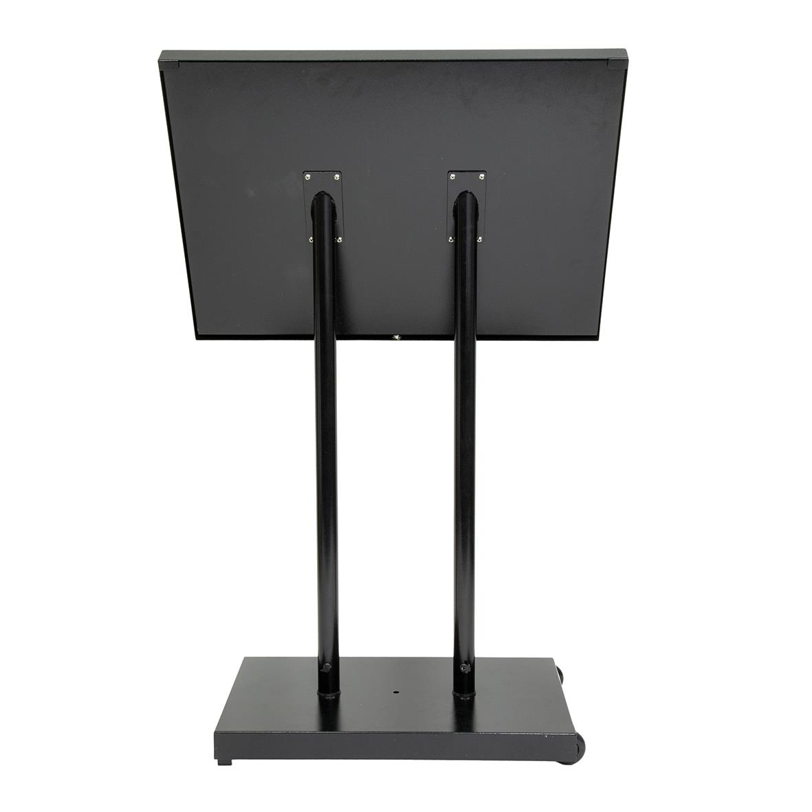 Svart informationsställ med LED för säkerhet, mått 67x92cm, stående design