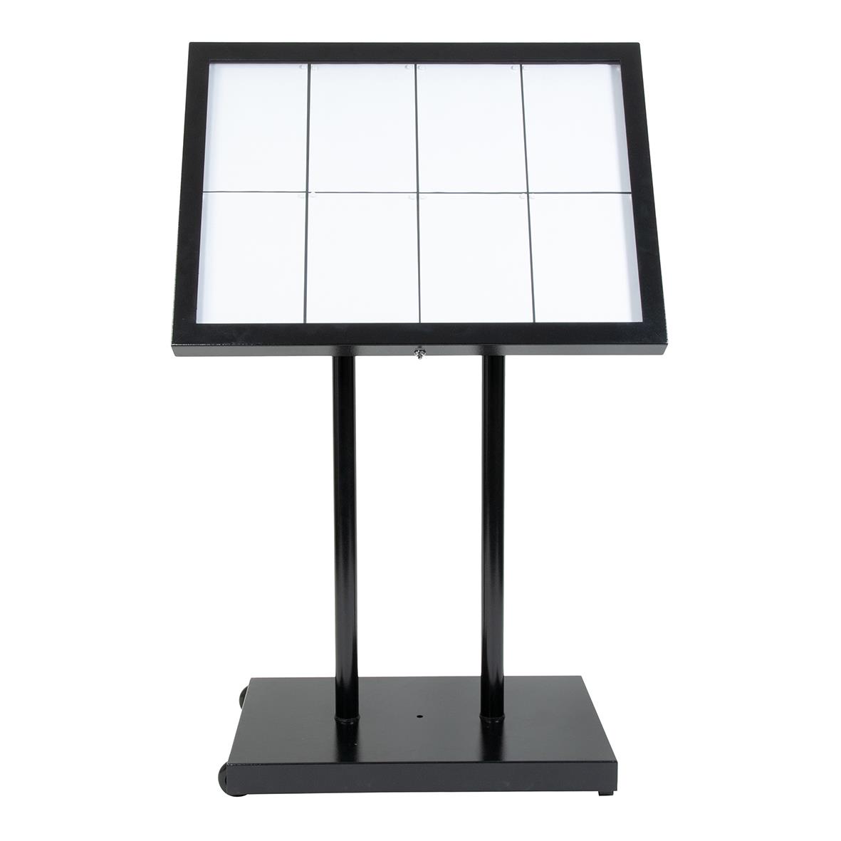 Svart LED-informationsdisplay 67x92cm på stativ för säkerhetsinformation