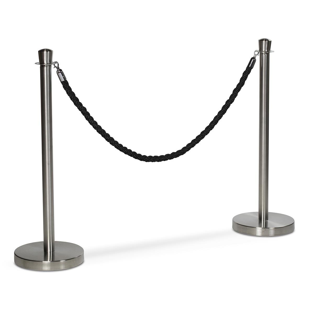 Avspärrningsstolpe med svart flätat rep
