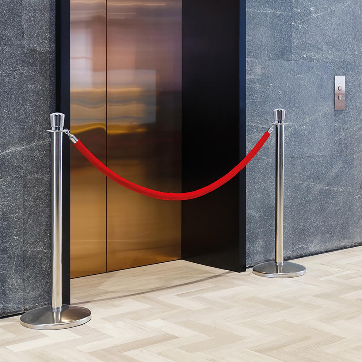 Avspärrningsstolpe Securit Budget rostfri 100cm med röd rep