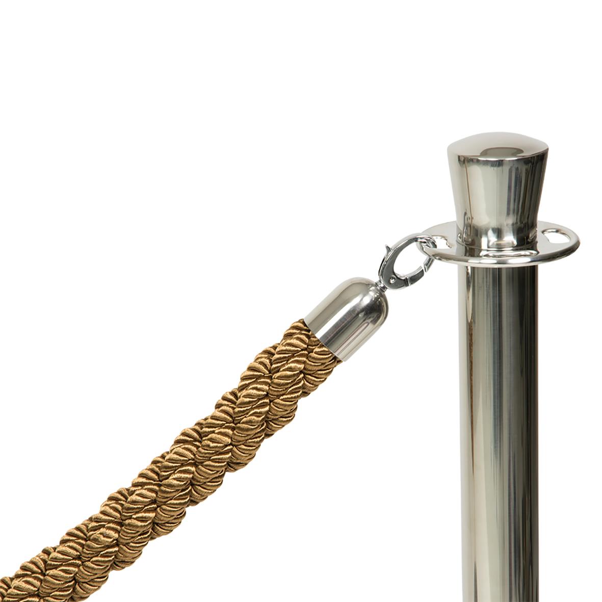 Avspärrningsrep i brons/rostfritt med koppling och stolpe, 150cm