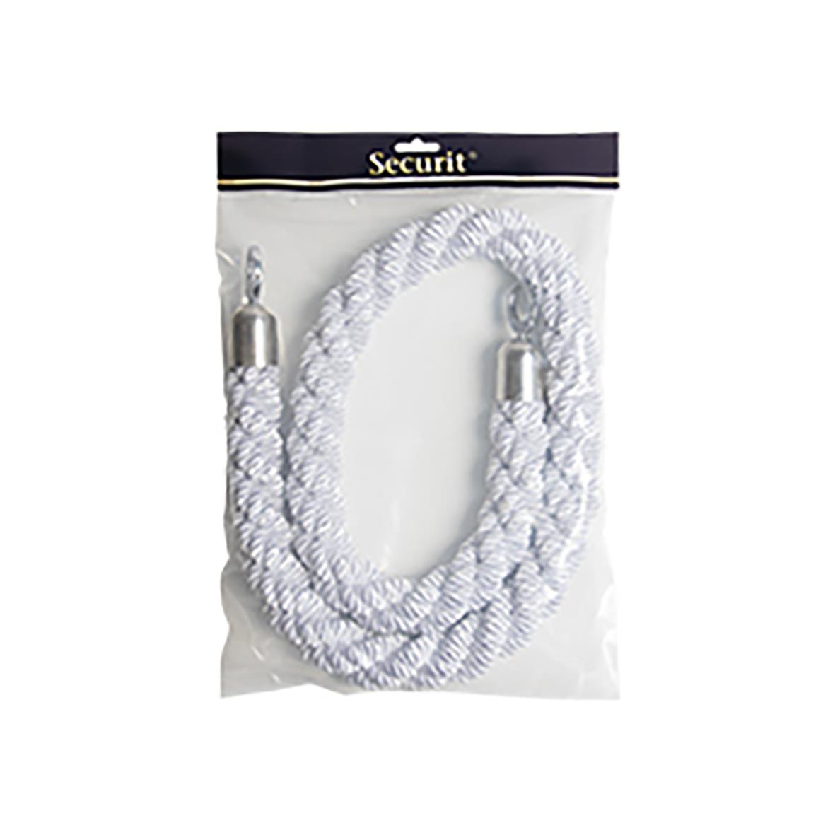 Avspärrningsrep Securit Flätat Vit/Rostfri 150cm i förpackning
