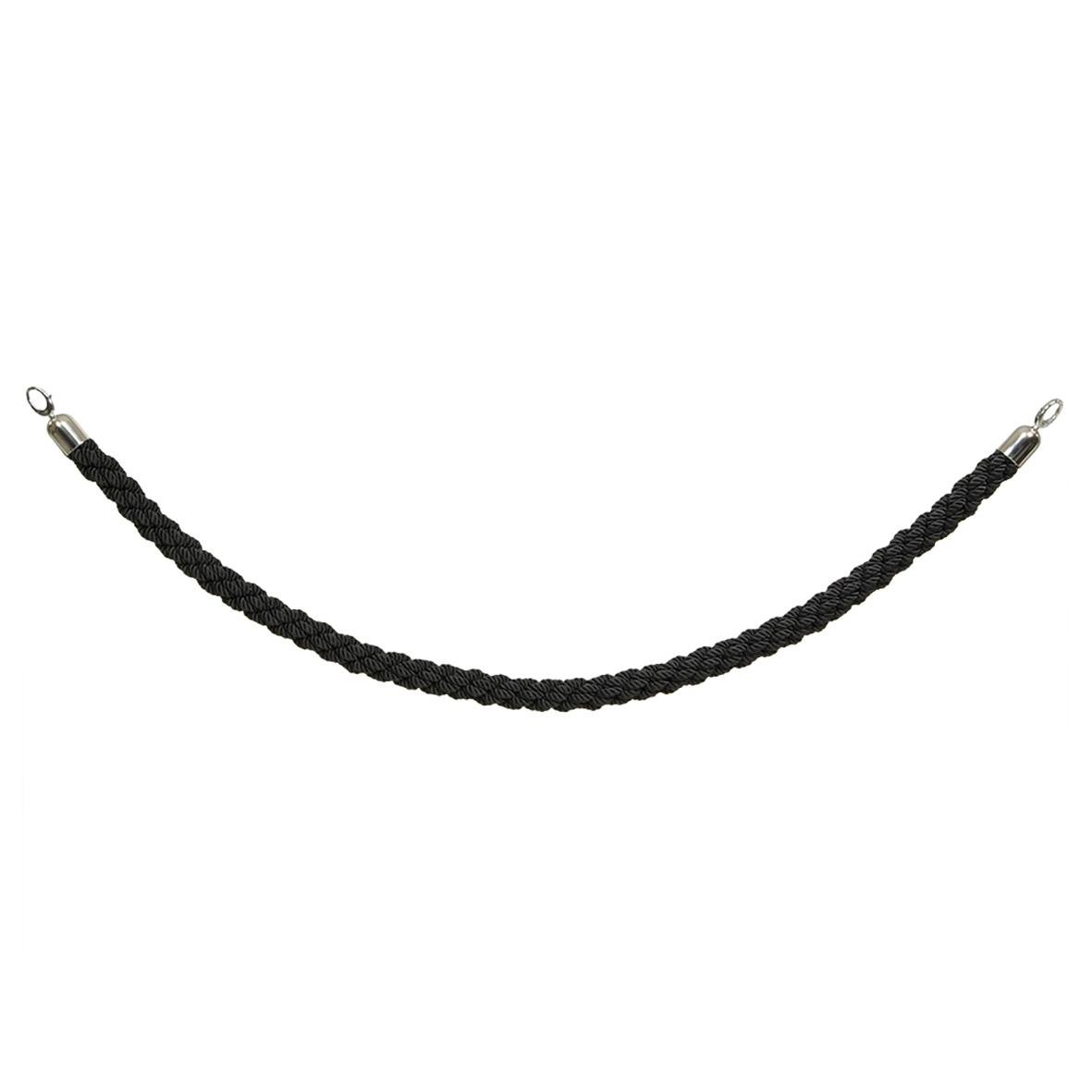 Avspärrningsrep i svart flätat rostfritt stål, 150 cm långt