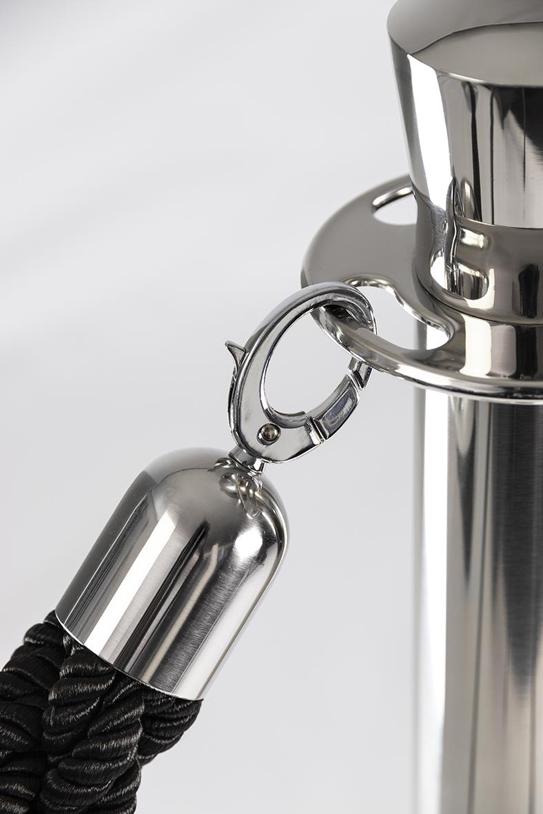 Avspärrningsrep Securit flätat svart rostfritt 150cm med krok