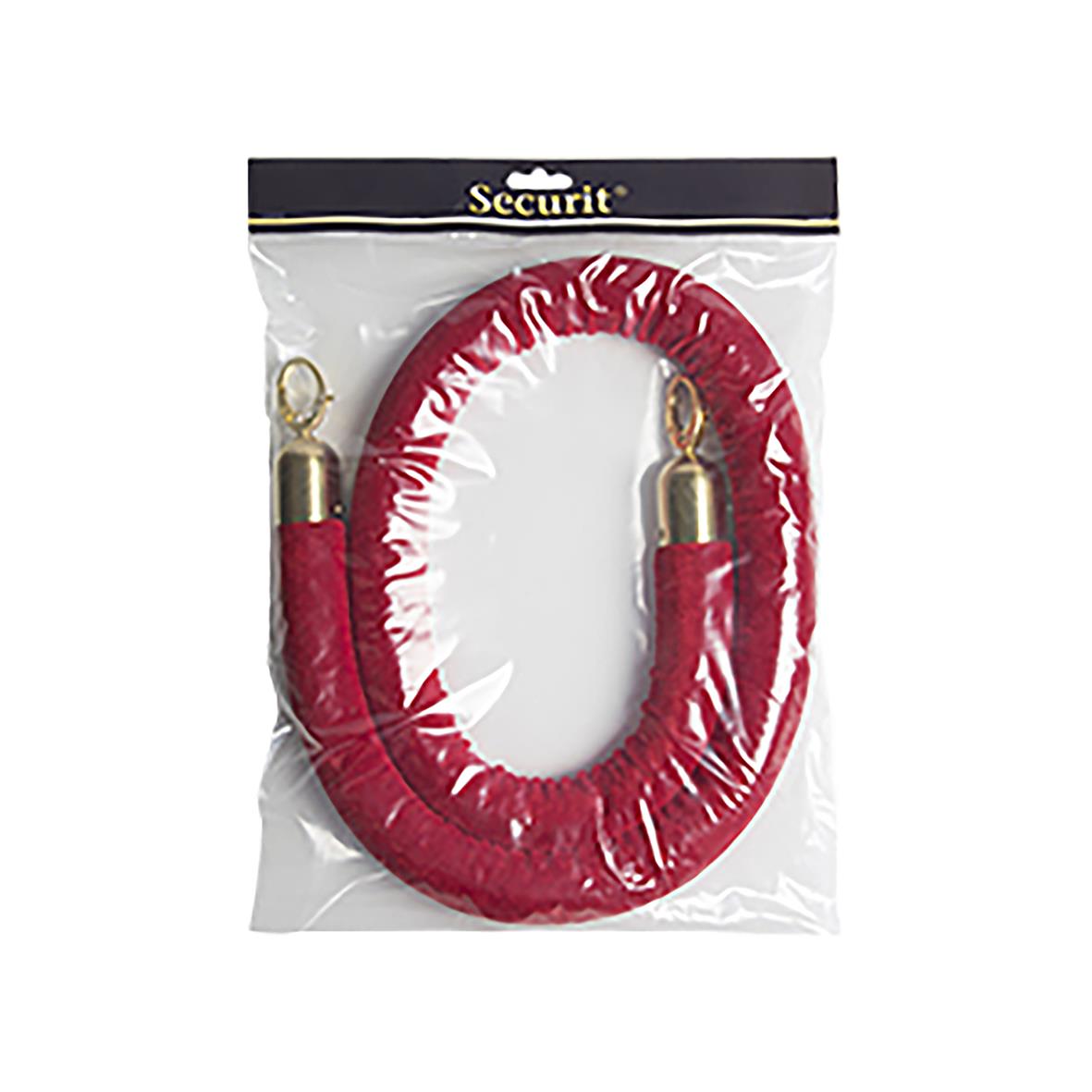 Avspärrningsrep Securit Sammet Röd/Guld i plastförpackning