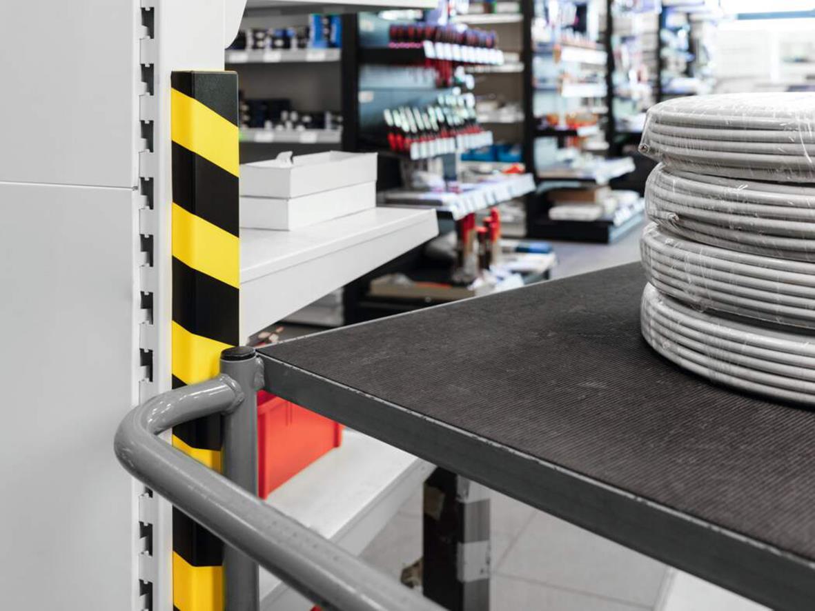 Väggskydd Durable S20 Gul/Svart 1000x60x20mm skyddar väggar i lagerlokal