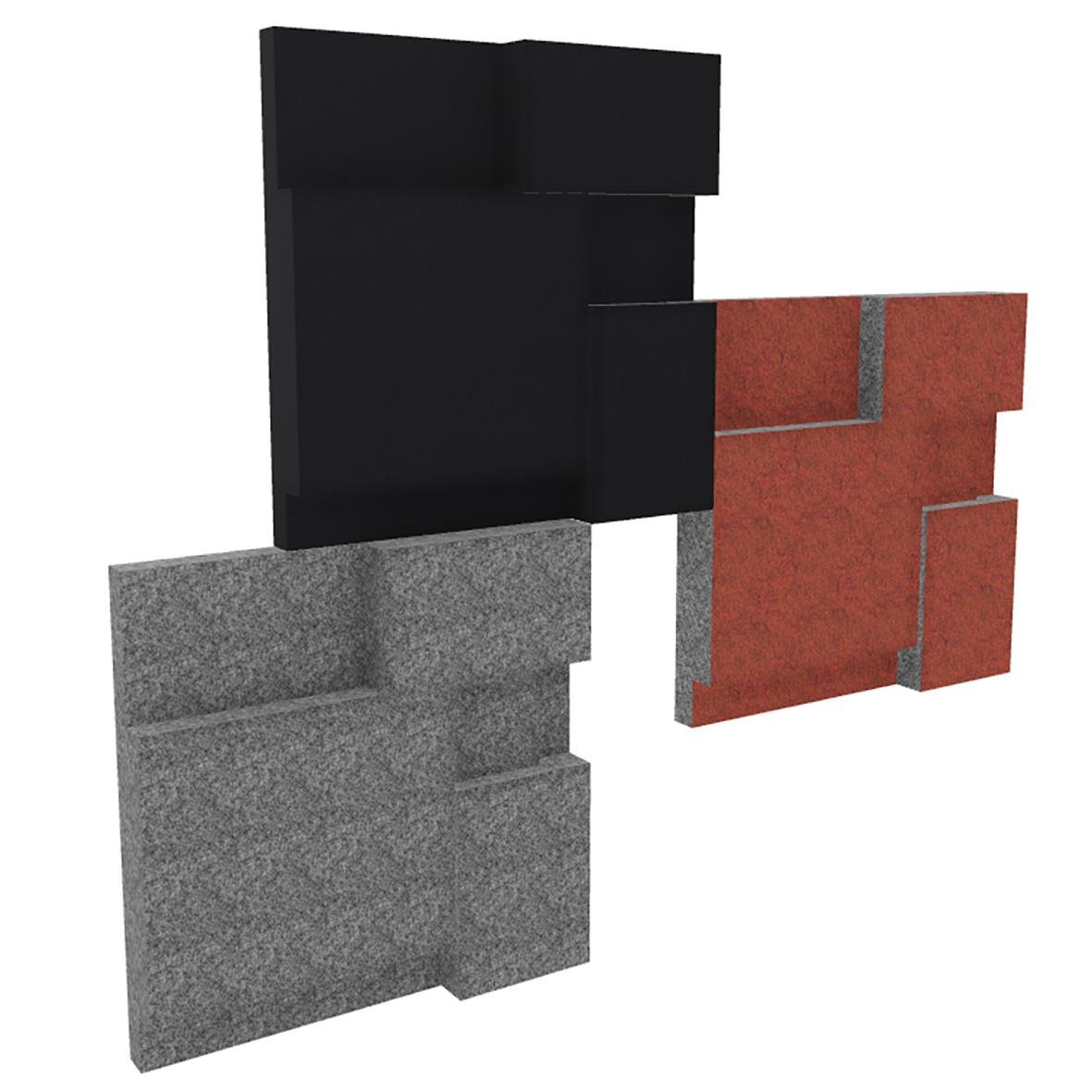 Ljudabsorberande 3-pack i rött, svart och grått för ljuddämpning