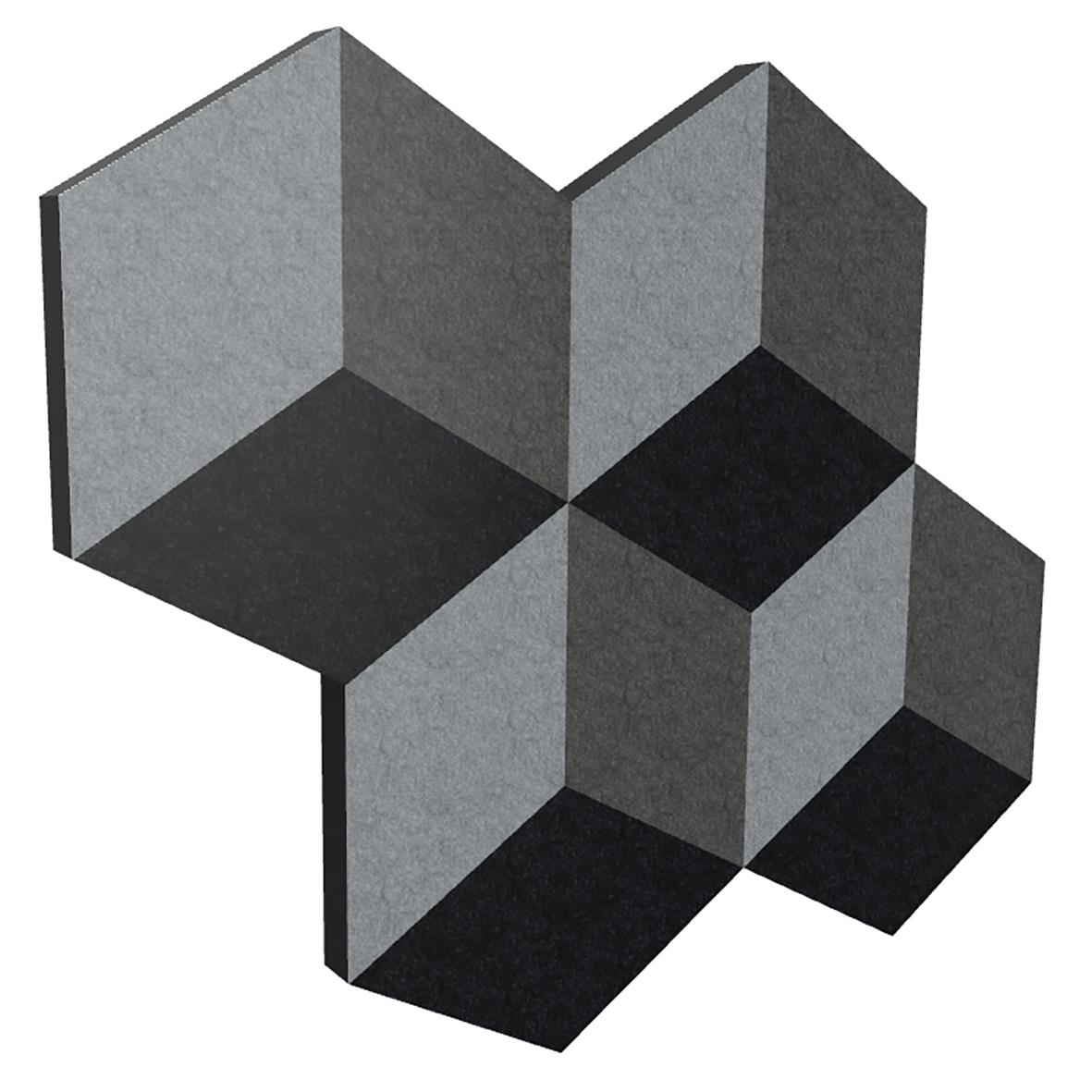 Ljudabsorberande Cubism i svart med geometriska kubformer
