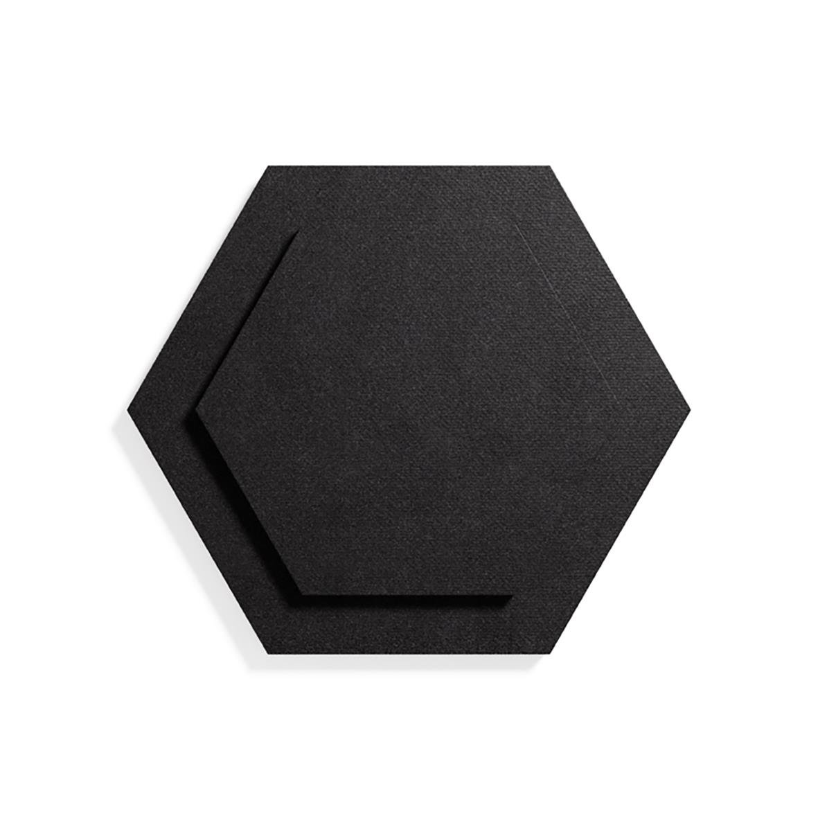 Två svarta ljudabsorberande Lanab Edge 2-pack i hexagonform