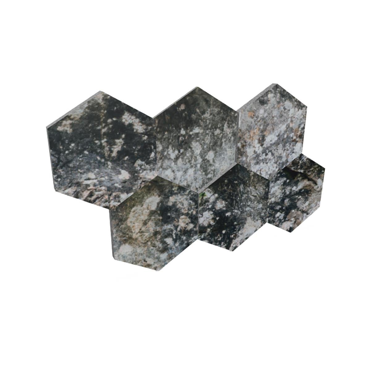 Ljudabsorberande Honey 6-pack i form av hexagoner med stenliknande yta