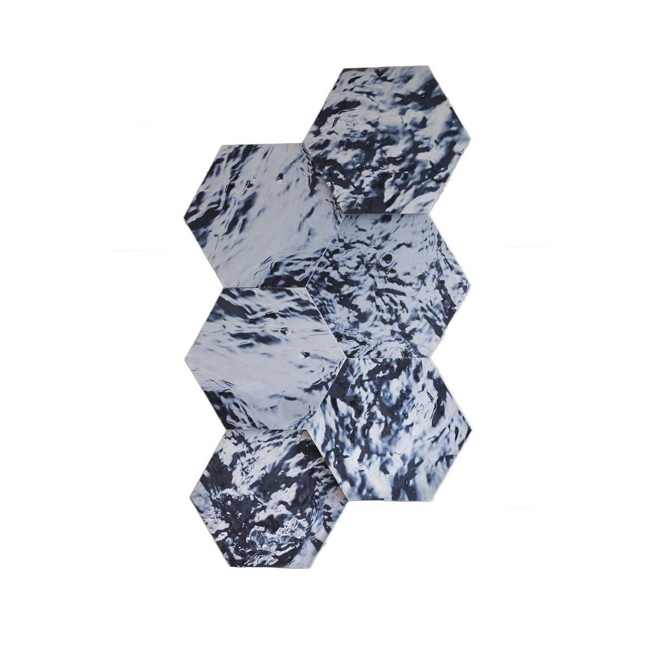 Sex ljudabsorberande honey 6-pack i aqua färg med hexagonformade paneler