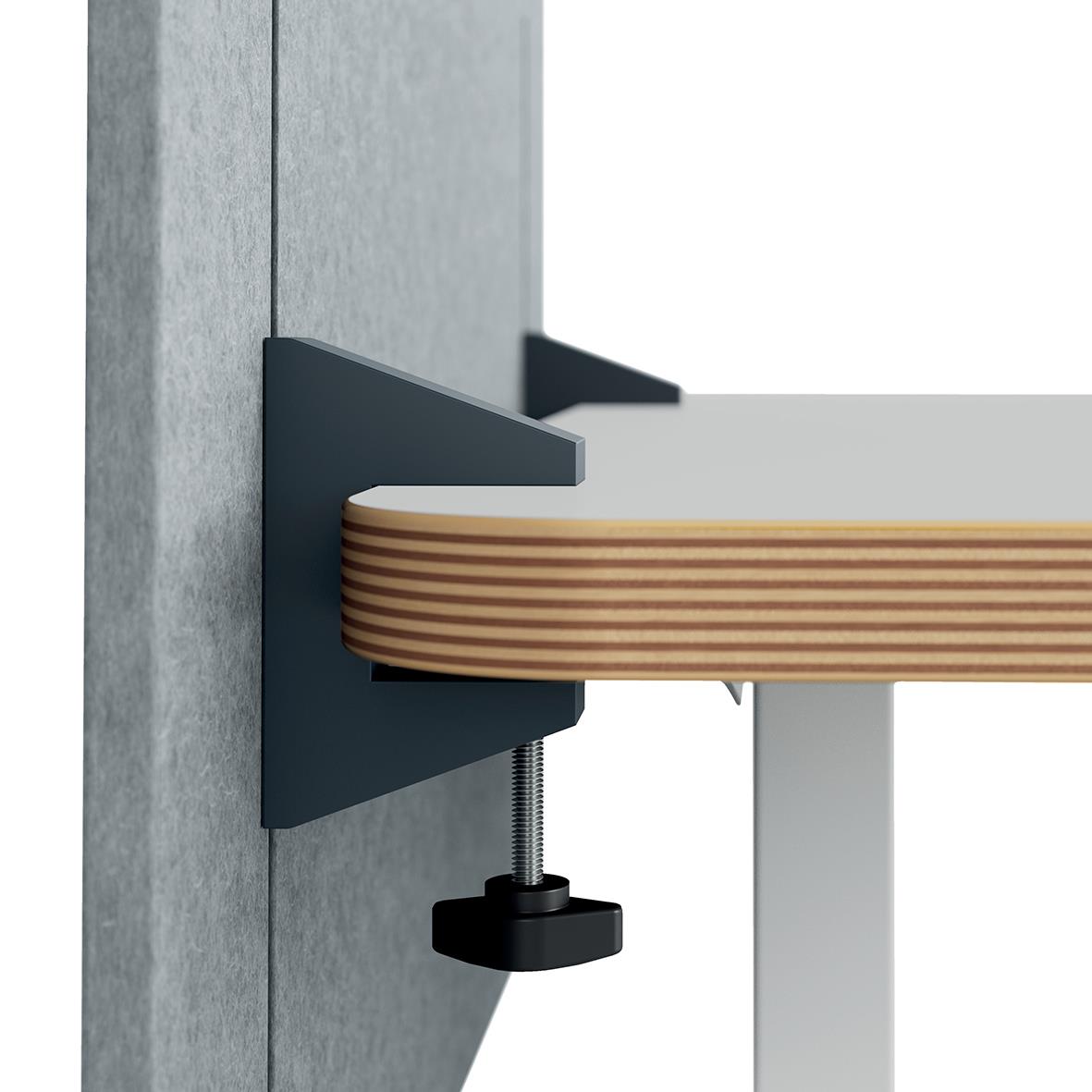 Höjdjusterbar bordsskärm Leitz med träskiva 70x60cm monterad på vägg