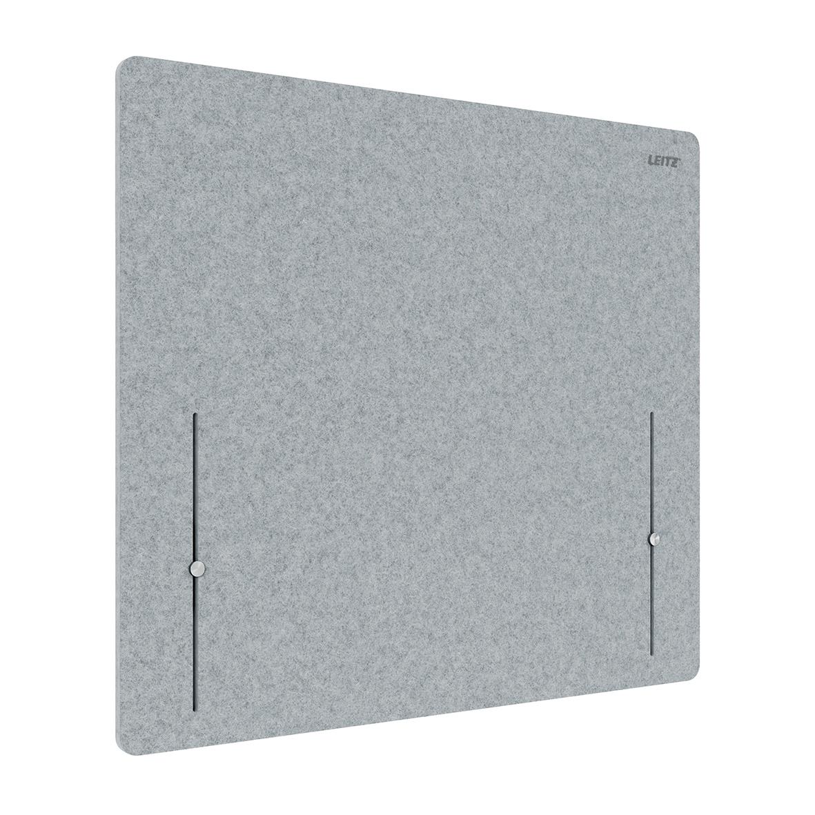 Höjdjusterbar bordsskärm från Leitz i grått tyg, mått 70x80 cm